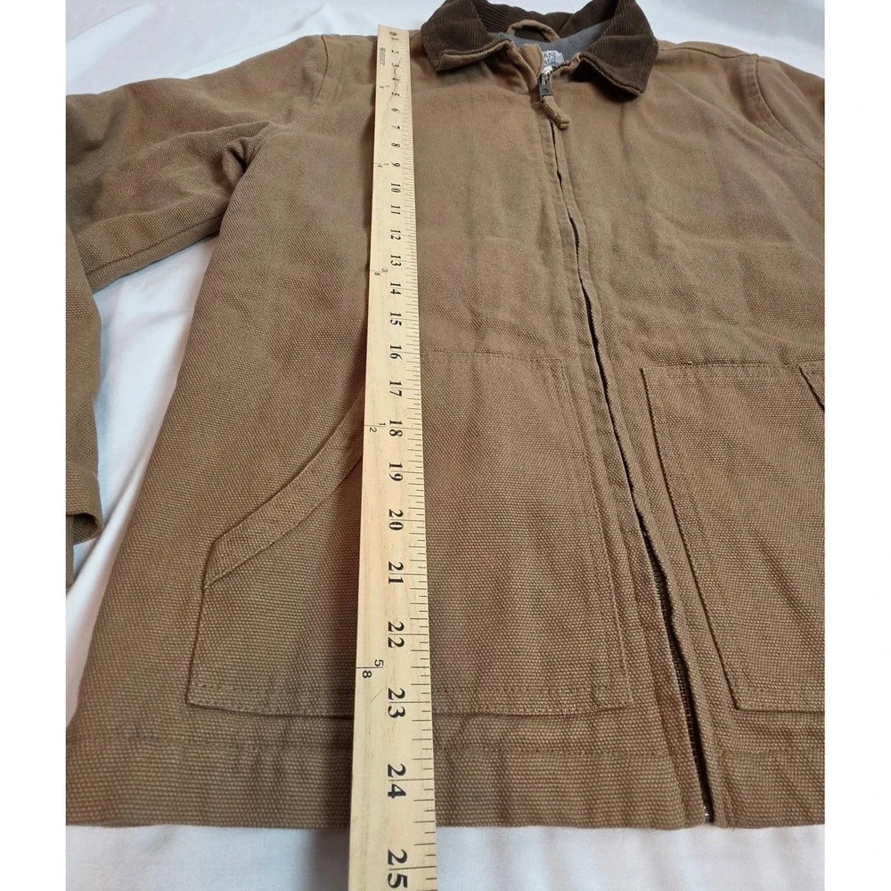 Ocean Coast Men Detroit Jacket Tan Canvas Chore Coat Fleece Lined Brown Collar L